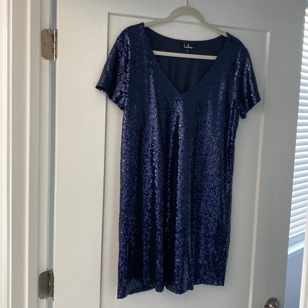 Sequin navy mini dress